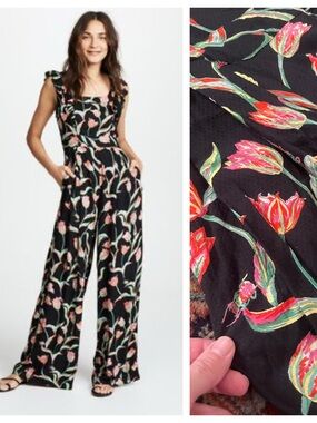 Banjanan floral Jumpsuit Tropical Botanical Print tulip bug S